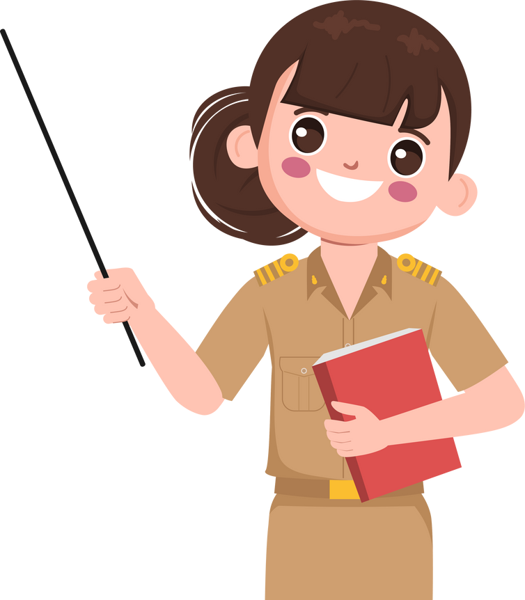 Cute cartoon teacher teaching gesture character.